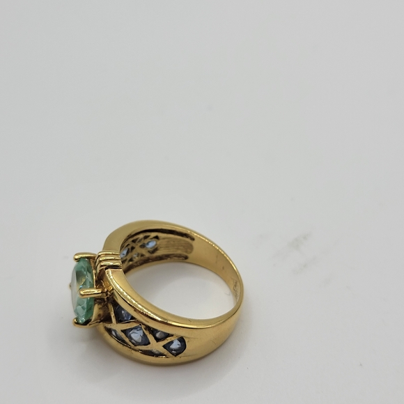 Vintage Sterling silver Vermil C^A Canada Aquamarine Lattice Filigree Ring - Picture 10 of 14